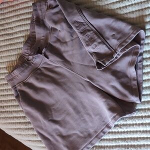 Lululemon high waist women's 10 drawstring cotton shorts purple embroidered